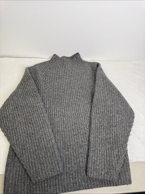 Slates Cozy Ribbed Gray Mock Neck Sweater